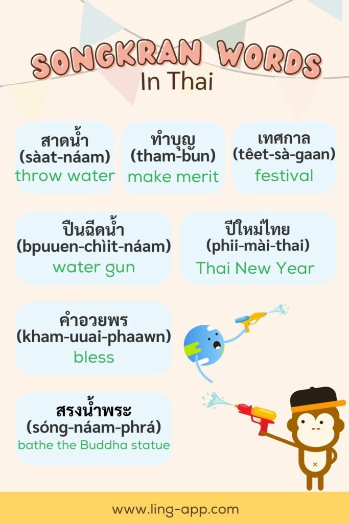 Learn important Songkran words in Thai with the Ling app
