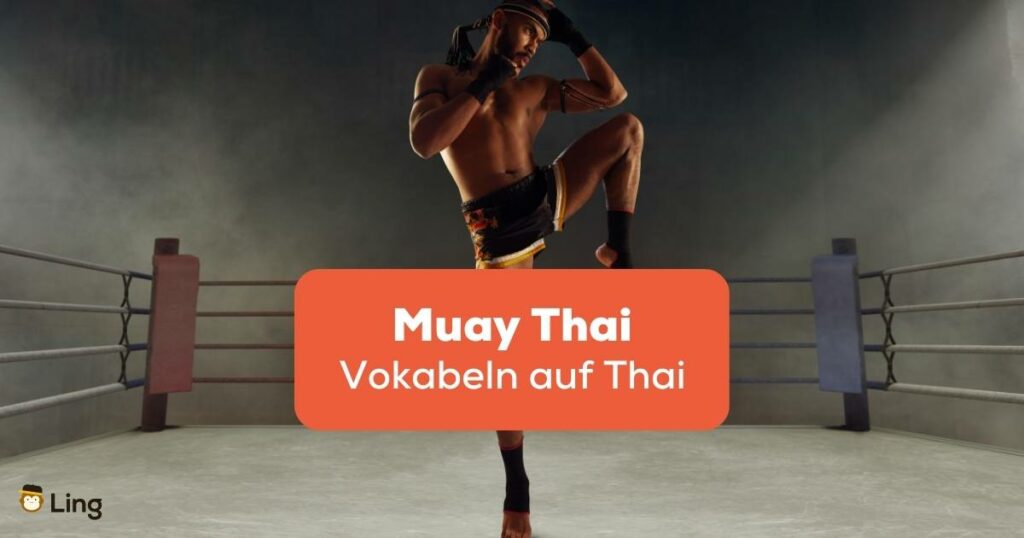 Muay Thai Vokabeln auf Thai, Mann führt einen Kick im Muay Thai aus