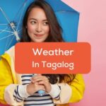 Weather in Tagalog- A photo of a pretty lady holding an umbrella.