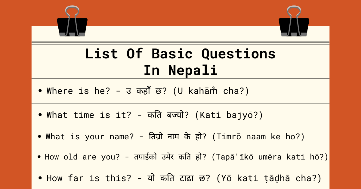 Nepali Question Words