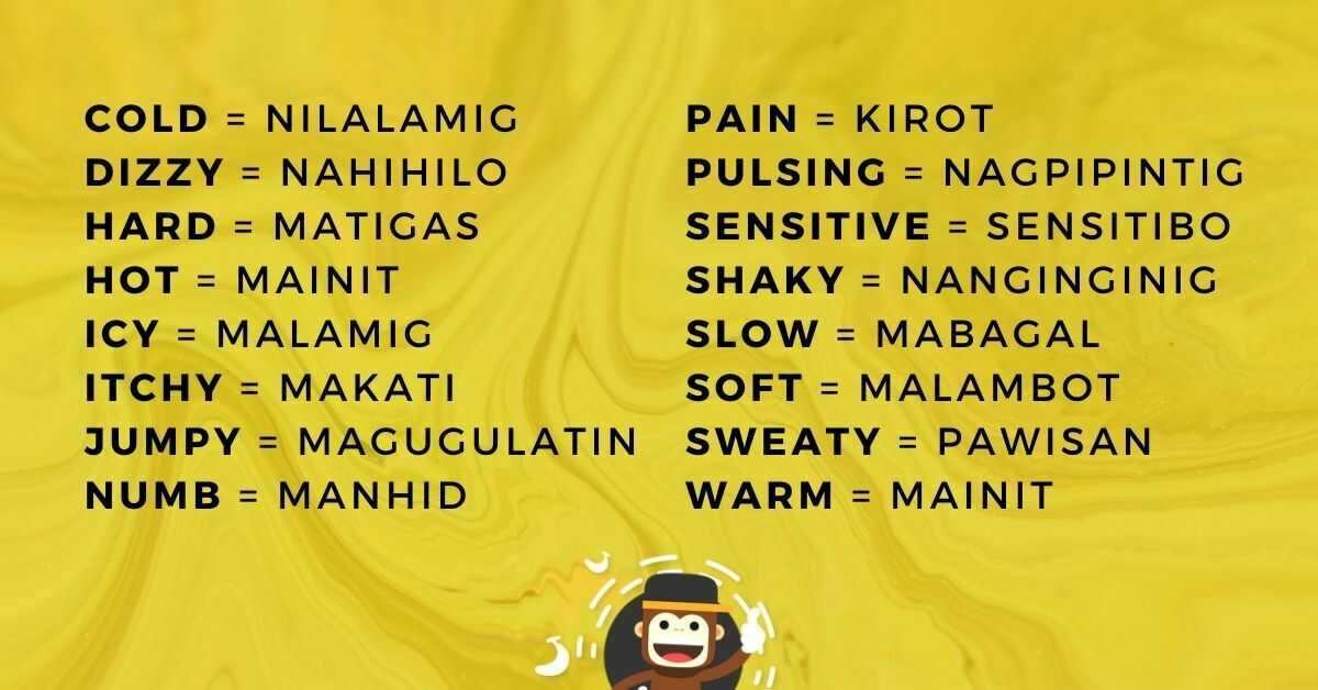 body sensations for moods and emotions in tagalog