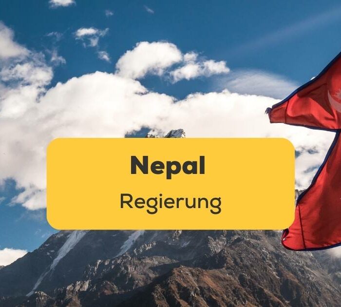 Nepal Regierung Berglandschaft und Flagge von Nepal