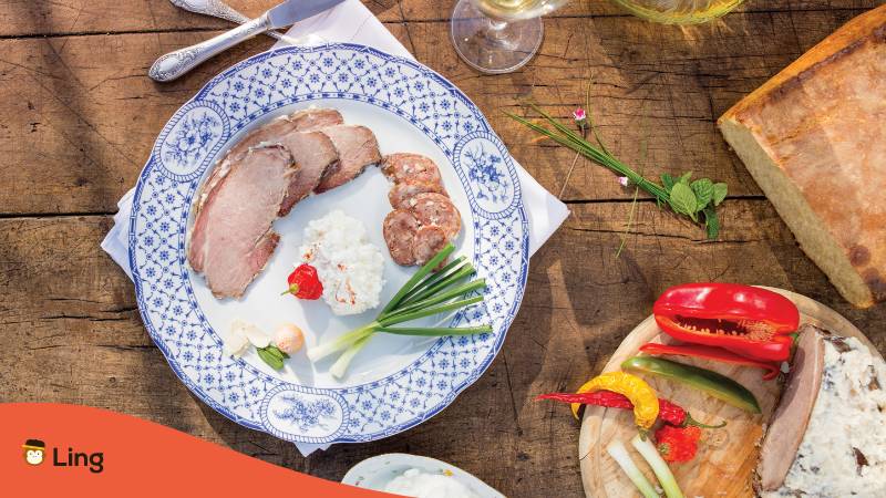 Table with dishes of croatian cuisine