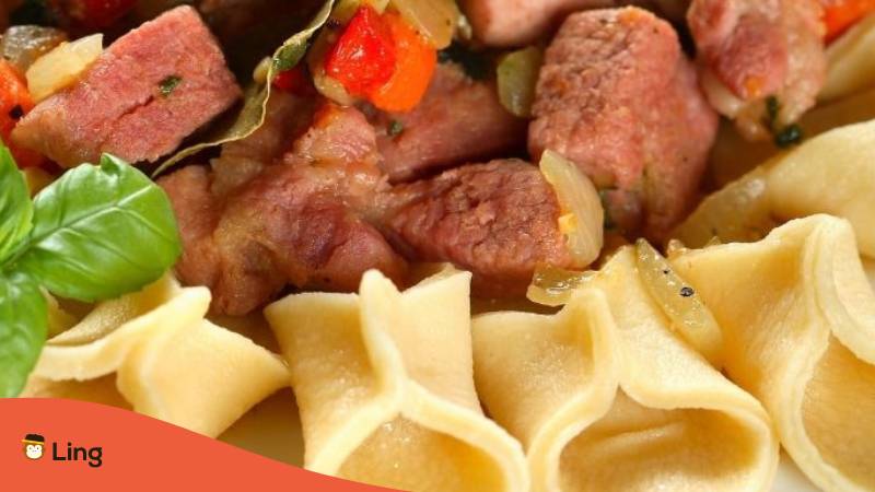 Croatian Noodle Dish Fuzi with meat