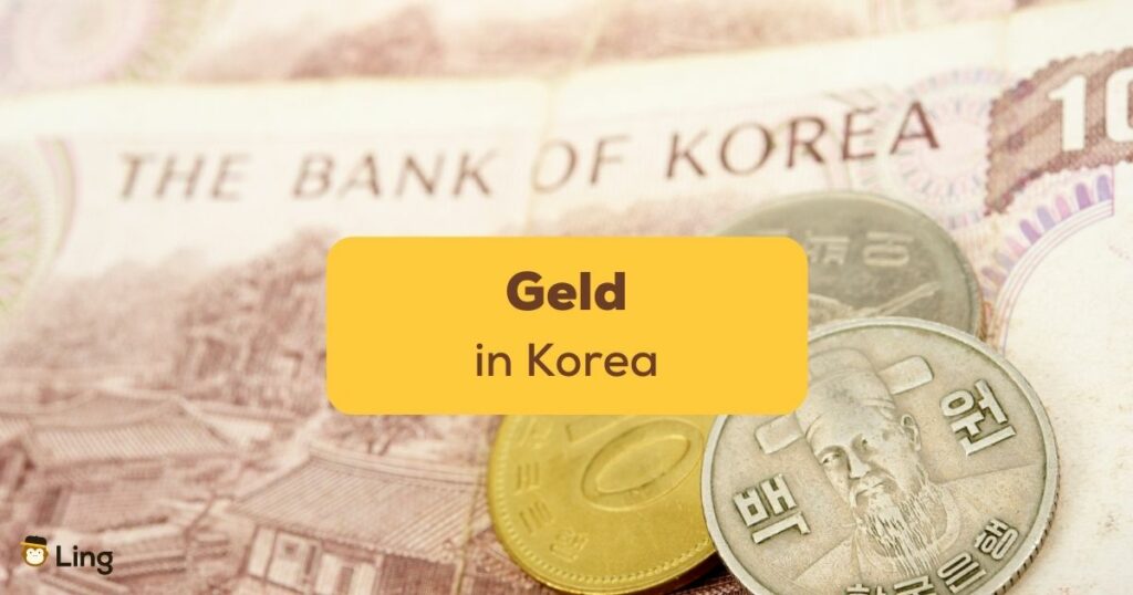 Geldscheine und Münzen in der koreanischen Währung Won