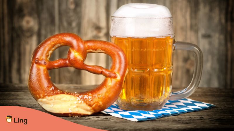 Germans like to pair up their Brezel with a glass of beer