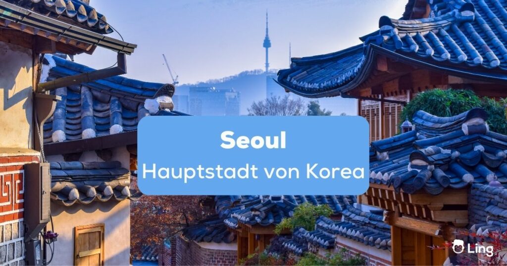 Stadtpanorama von Seoul, der Hauptstadt von Korea, wo Tradition auf Moderne trifft