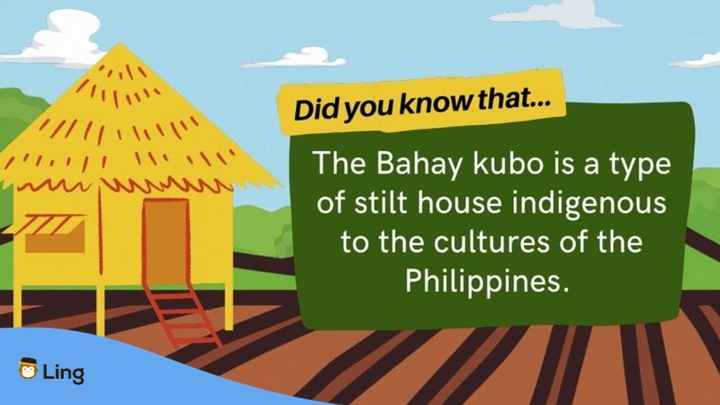 vegetables in Tagalog - A photo of a bahay kubo drawing with a fun fact written
