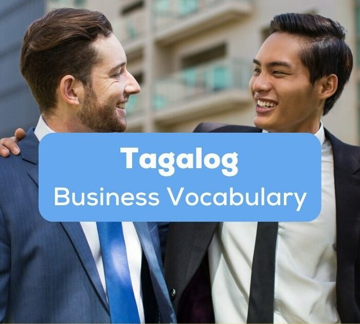 Tagalog business vocabulary - A photo of two businessmen outside buildings.