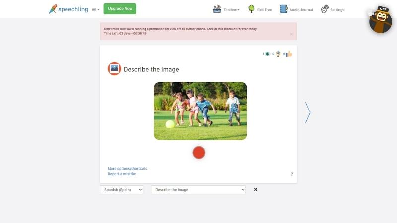 Speechling describe the picture activity