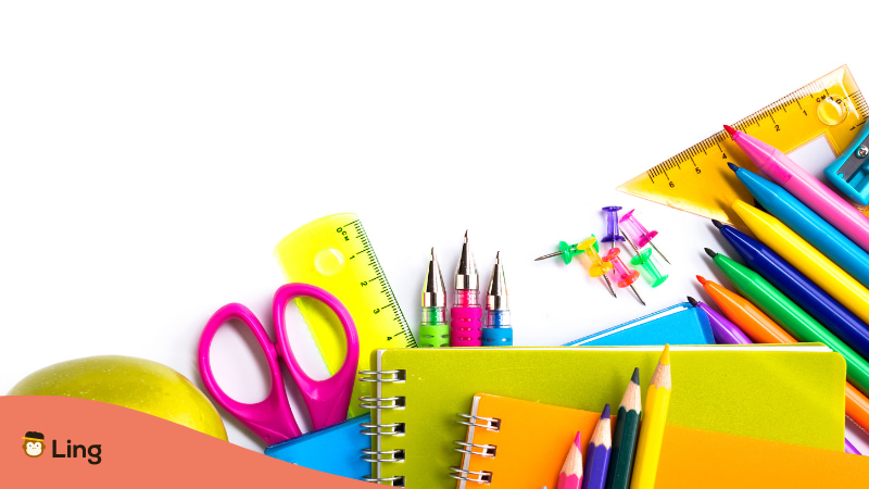 School Related Terms In Thai School Stationary And Supplies