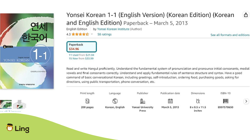 books to learn Korean Yonsei Korean 1-1