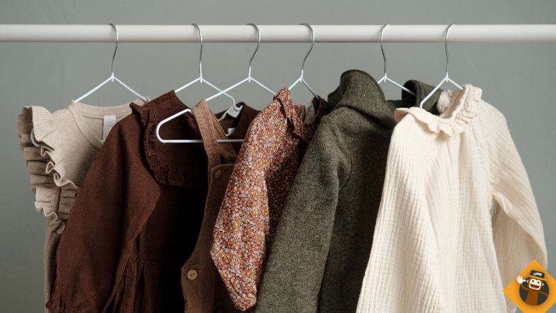 clothing in danish; clothes on hangers