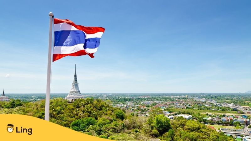 The Thai Flag Waving On A Mountain In Phra Nakhon Khiri Temple, Thailand