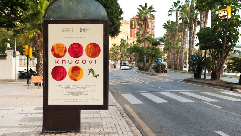 Street with advertising for Serbian movie Krugovi (Circles)
