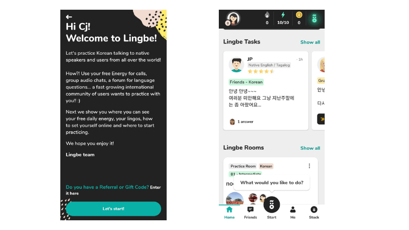 Lingbe review User Interface