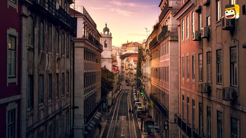 Portuguese street sunset