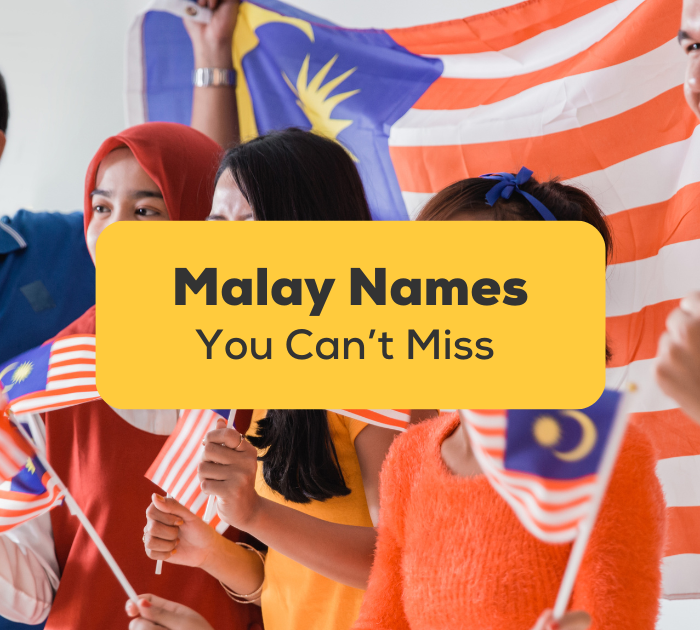 Malaysian people celebrating Malay names holding Malaysian flag