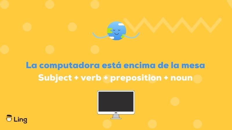 computadora computer - La computadora está encima de la mesa Spanish prepositions