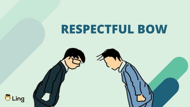 Two Men are respectfully bowing as a basic greeting in Korean