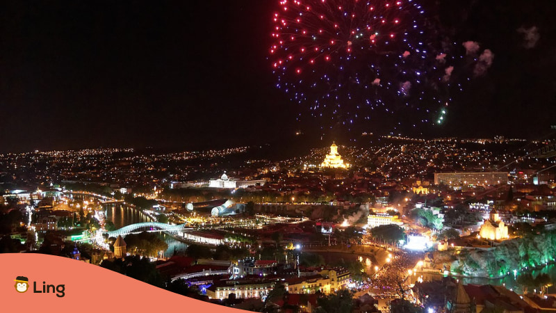 Happy New Year In Georgian Fireworks