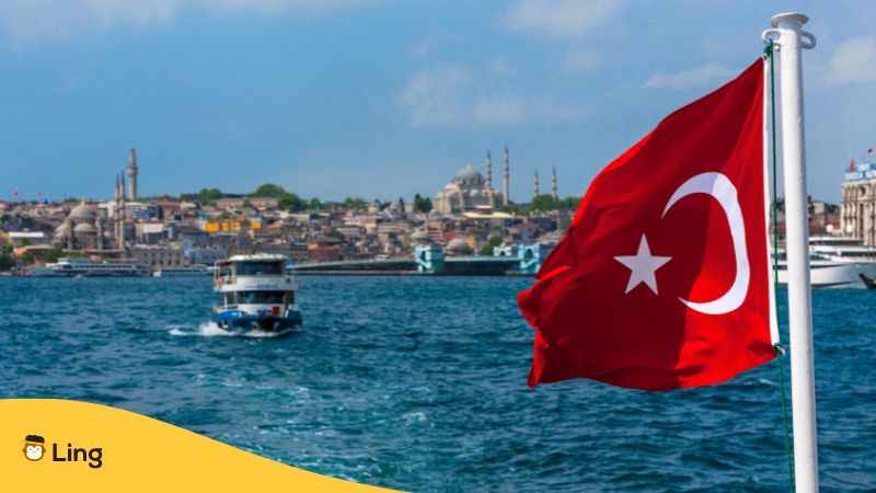 Turkish flag on a ferry