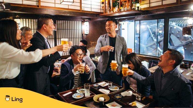 Japanese Group drinking together is one part of the Japanese drinking culture