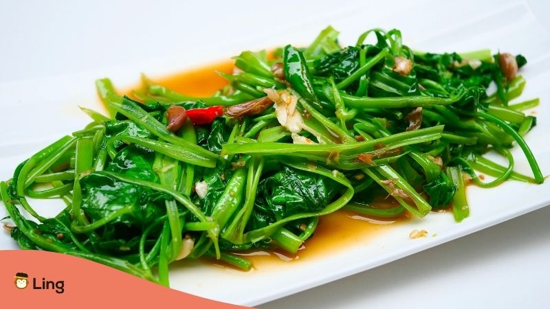 Traditional Cantonese Meals-Ling-Stir-fried Water Spinach With Shredded Chilli And Fermented Tofu