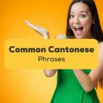 A girl learning common Cantonese phrases with Ling app.