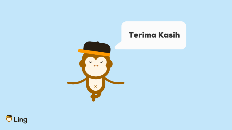 Ling Maskottchen mit Sprechblase in der Terima Kasih steht was Danke auf Malaysisch bedeutet