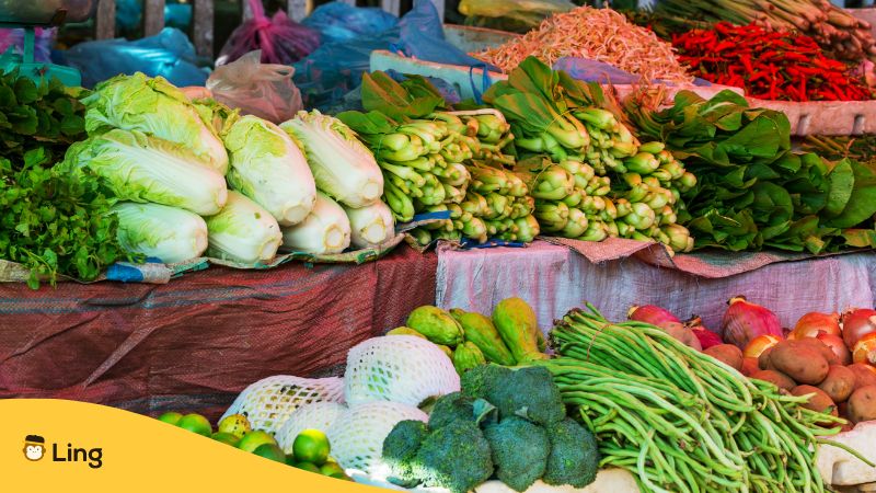 Vegetables in Malay_ling app_learn Malay_Vegetable market
