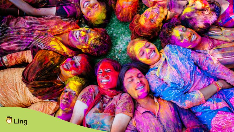 Friends enjoying the festival of colors.