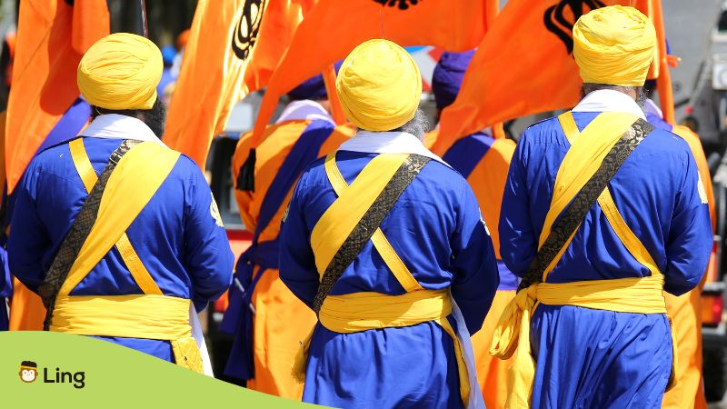 Sikh on parade during holidays in Punjabi.