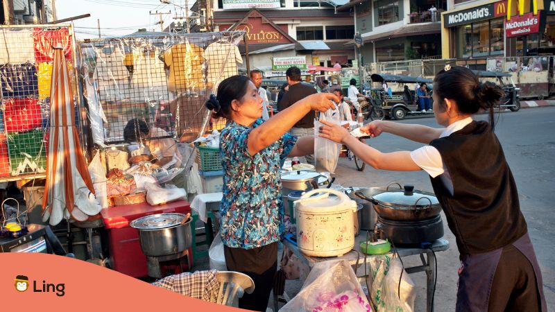 Lao Restaurant Vocabulary-Street Vendors in Laos