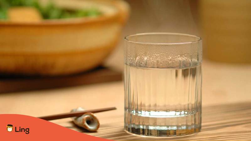 Clear glass with popular japanese drink mugi shouchuu