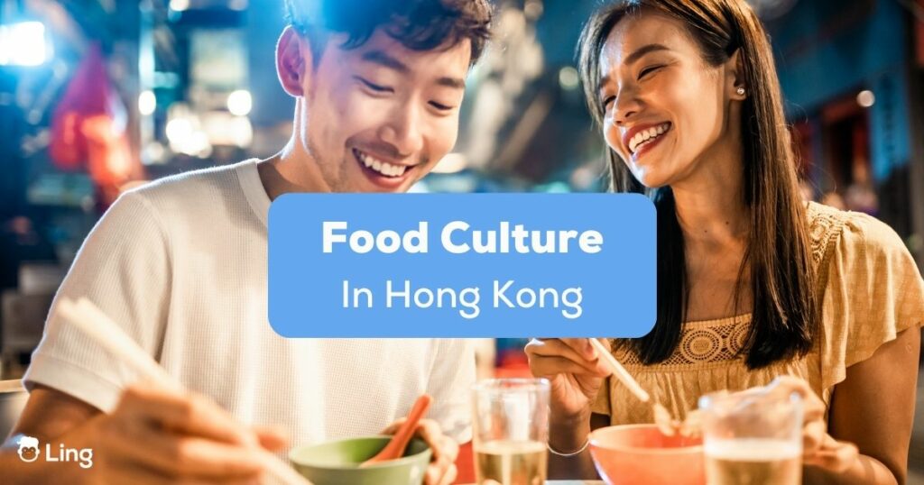 Lovers enjoying the food culture in Hong Kong.