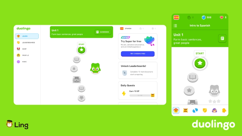 The Ling App vs Duolingo-ling-app-duolingo-interface