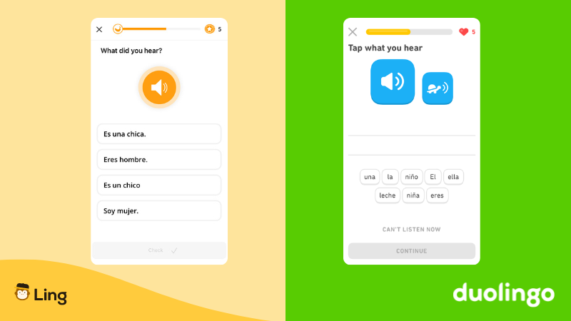 The Ling App vs Duolingo-ling-app-listening-practice