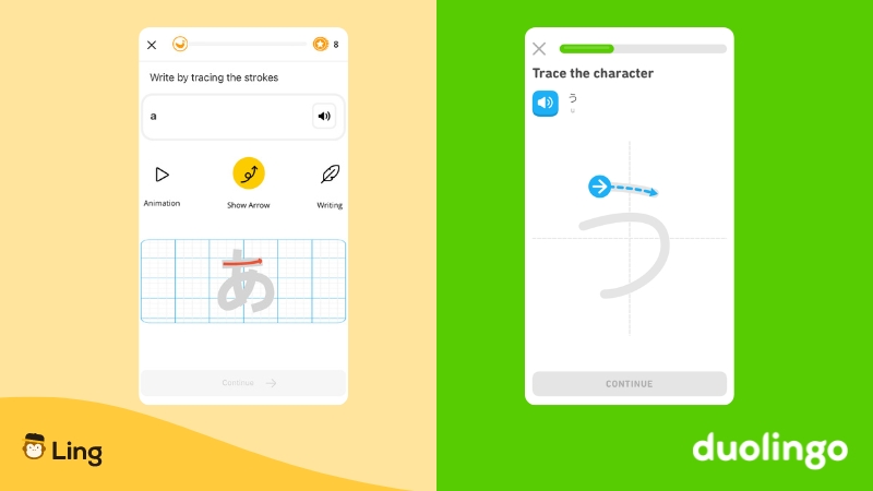 The Ling App vs Duolingo-ling-app-writing-practice