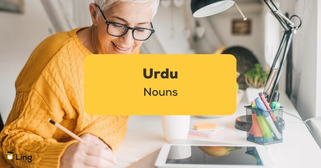 Urdu Nouns_ling app_learn urdu_Woman Writing