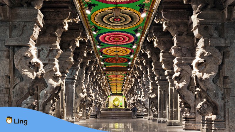 Inside a peaceful Hindu temple in Northern India.