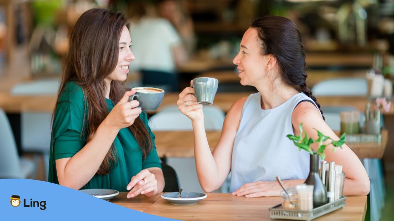 Tourists drinking coffee in Malaysia.