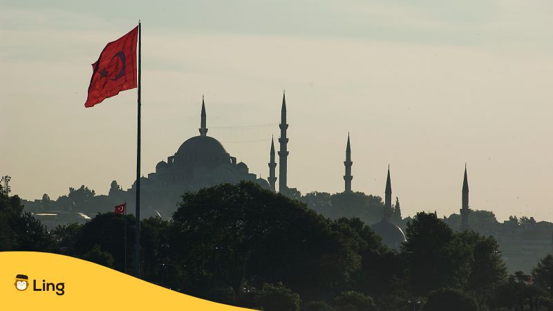 Turkish flag and mosque - Turkish Flag - Ling