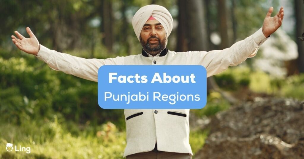 A photo of a Sikh feeling proud of the facts about Punjabi regions.