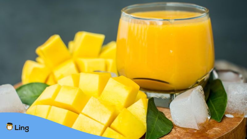 A mango shake, a fresh tropical fruit smoothies.