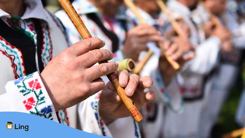 A photo of a traditional flute being played in Malaysia.