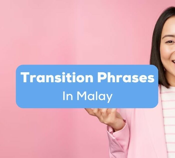 An enthusiastic Asian woman speaking transition phrases in Malay with a microphone.