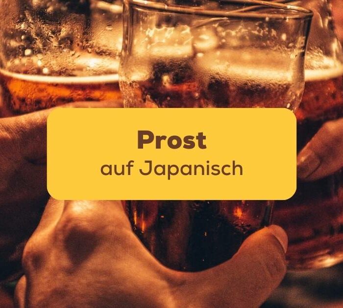 Prost auf Japanisch Ling-App Anstossen mit Bier Glaeser Haende