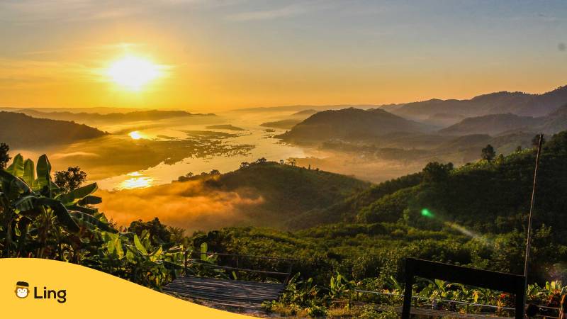 Der Mekong Fluss Von Der Thailändischen Seite Mit Blick Nach Laos