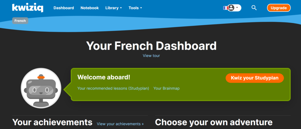 Kwiziq_learn french_dashboard_app review